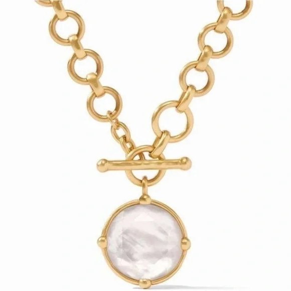 Julie Vos Honeybee Demi Necklace Elegant Gold Chain Necklace with White Pendant - Picture 1 of 5